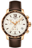 Tissot Quickster Chronograph White Dial Brown Leather Strap Watch For Men - T095.417.36.037.02