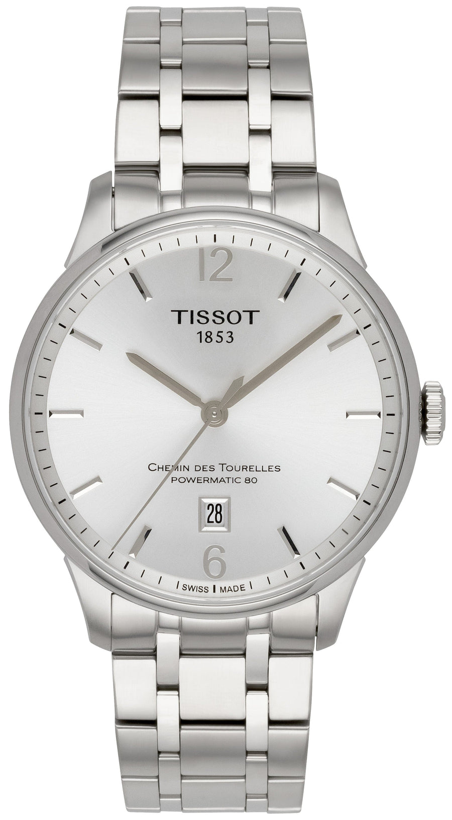 Tissot Chemin Des Tourelles Powermatic 80 Silver Dial Silver Steel Strap Watch For Men - T099.407.11.037.00