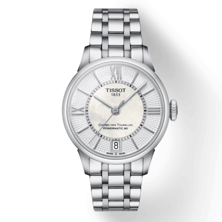 Tissot Chemin Des Tourelles Powermatic 80 Lady Silver Dial Silver Steel Strap Watch For Women - T099.207.11.118.00