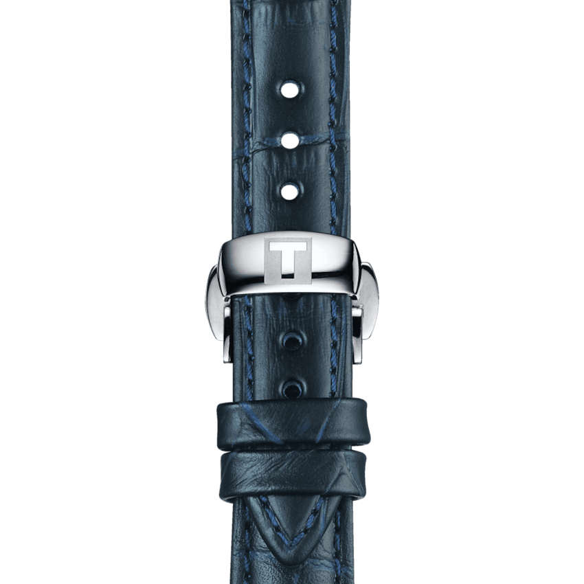 Tissot Chemin Des Tourelles Powermatic 80 Lady Blue Dial Blue Leather Strap Watch For Women - T099.207.16.047.00