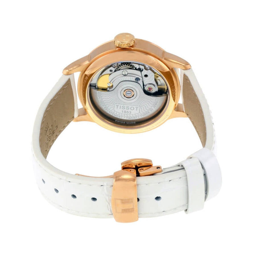 Tissot Chemin Des Tourelles Powermatic 80 Lady Silver Dial White Leather Strap Watch For Women - T099.207.36.118.00