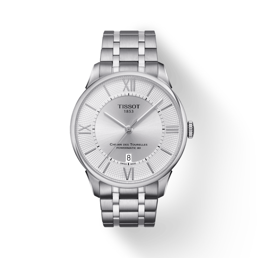 Tissot Chemin Des Tourelles Powermatic 80 Silver Dial Silver Steel Strap Watch For Men - T099.407.11.038.00