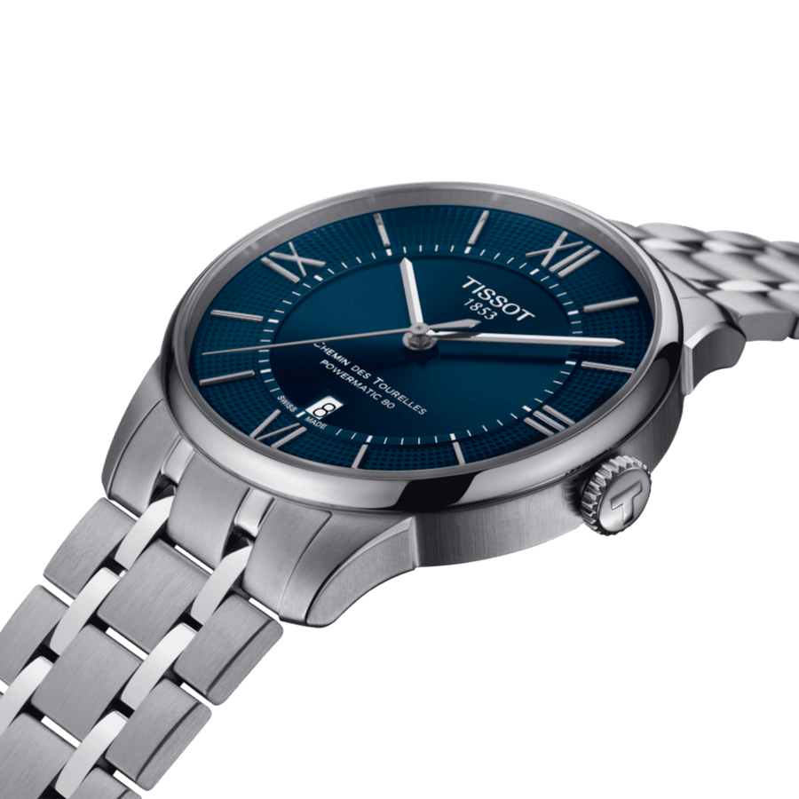 Tissot Chemin Des Tourelles Powermatic 80 Lady Blue Dial Silver Steel Strap Watch For Women - T099.207.11.048.00