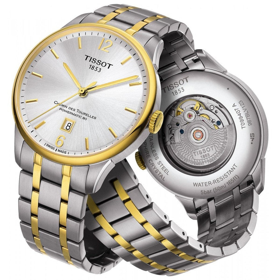 Tissot Chemin Des Tourelles Powermatic 80 Silver Dial Two Tone Steel Strap Watch For Men - T099.407.22.038.00