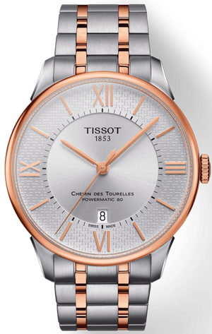 Tissot Chemin des Tourelles Powermatic 80 Helvetic Pride Silver Dial Two Tone Steel Strap Watch for Men - T099.407.22.038.01