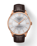 Tissot Chemin Des Tourelles Powermatic 80 Silver Dial Brown Leather Strap Watch For Men - T099.407.36.038.00