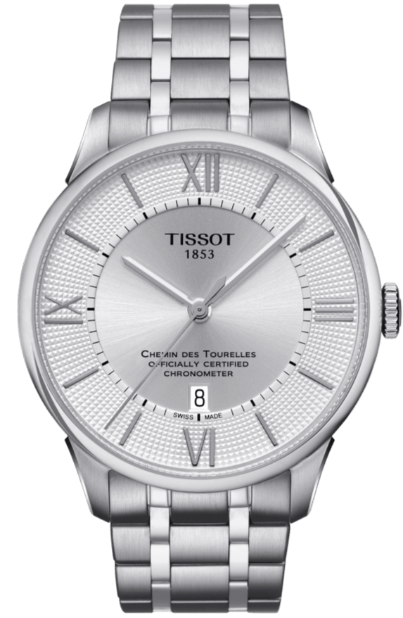 Tissot T Classic Chemin Des Tourelles Silver Dial Silver Steel Strap Watch For Men - T099.408.11.038.00