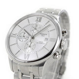 Tissot Chemin des Tourelles Automatic Chronograph White Dial Silver Steel Strap Watch for Men - T099.427.11.038.00