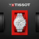 Tissot Chemin des Tourelles Automatic Chronograph White Dial Silver Steel Strap Watch for Men - T099.427.11.038.00