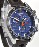 Tissot PRS 516 Chronograph Blue Dial Brown Leather Strap Watch For Men - T100.417.16.041.00