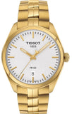 Tissot T Classic PR 100 Quartz White Dial Gold Steel Strap Watch for Men - T101.410.33.031.00