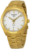 Tissot T Classic PR 100 Quartz White Dial Gold Steel Strap Watch for Men - T101.410.33.031.00