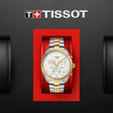 Tissot T Sport PR 100 Chronograph White Dial Two Tone Steel Strap Watch For Men - T101.417.22.031.00