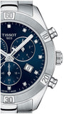 Tissot PR 100 Sport Chic Chronograph Diamonds Blue Dial Silver Steel Strap Watch for Women - T101.917.11.046.00