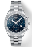 Tissot PR 100 Sport Chic Chronograph Diamonds Blue Dial Silver Steel Strap Watch for Women - T101.917.11.046.00