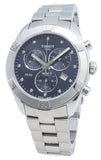 Tissot PR 100 Sport Chic Chronograph Diamonds Blue Dial Silver Steel Strap Watch for Women - T101.917.11.046.00