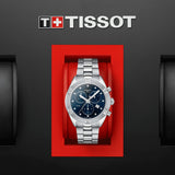 Tissot PR 100 Sport Chic Chronograph Diamonds Blue Dial Silver Steel Strap Watch for Women - T101.917.11.046.00