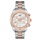 Tissot PR 100 Sport Chic Chronograph Diamonds Mother of Pearl Dial Two Tone Steel Strap Watch for Women - T101.917.22.116.00