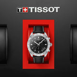 Tissot PR 100 Sport Quartz Chronograph Black Dial Black Leather Strap Watch For Men - T101.617.16.051.00