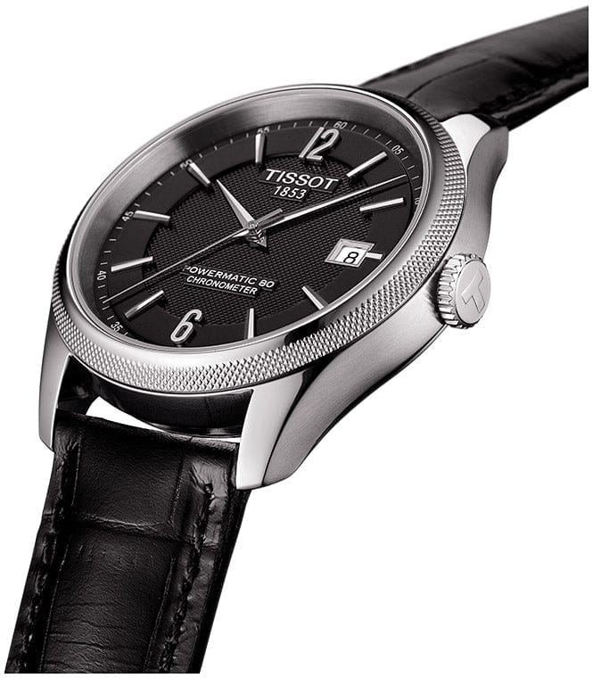 Tissot Ballade Powermatic 80 Cosc Black Dial Black Leather Strap Watch For Men - T108.408.16.057.00