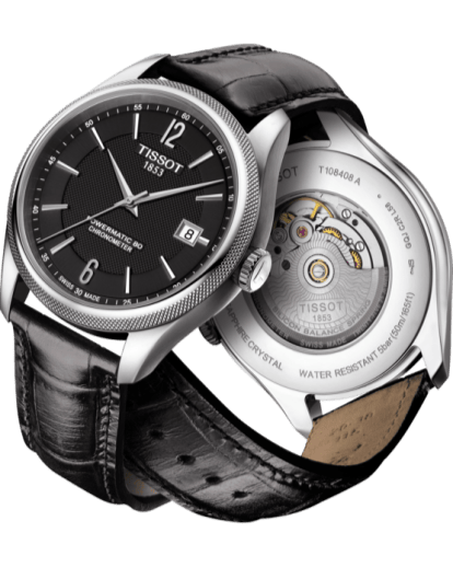 Tissot Ballade Powermatic 80 Cosc Black Dial Black Leather Strap Watch For Men - T108.408.16.057.00