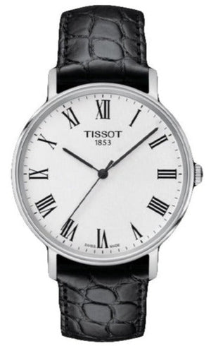 Tissot Everytime Medium White Dial Black Leather Strap Watch For Men - T109.410.16.033.01