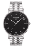 Tissot Everytime Large Black Dial Silver Mesh Bracelet Watch For Men - T109.610.11.077.00