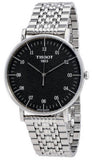 Tissot Everytime Large Black Dial Silver Mesh Bracelet Watch For Men - T109.610.11.077.00