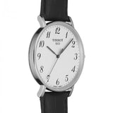 Tissot Everytime Large White Dial Black Leather Strap Watch For Men - T109.610.16.032.00