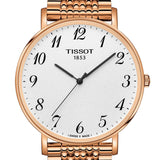 Tissot T Classic Everytime White Dial Rose Gold Mesh Bracelet Watch for Men - T109.610.33.032.00