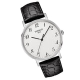 Tissot Everytime Desire Medium White Dial Black Leather Strap Watch For Men - T109.410.16.032.00