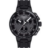 Tissot T Race Cycling Chronograph Black Dial Black Rubber Strap Watch For Men - T111.417.37.441.03