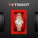 Tissot T Wave Mother of Pearl Dial Rose Gold Steel Strap Watch For Women - T112.210.33.113.00