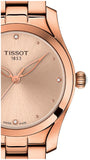 Tissot T Wave Rose Gold Dial Rose Gold Steel Strap Watch For Women - T112.210.33.456.00