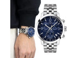 Tissot PRC 200 Chronograph Quartz Blue Dial Silver Steel Strap Watch For Men - T114.417.11.047.00