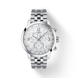 Tissot T Sport PRC 200 Chronograph White Dial Silver Steel Strap Watch For Men - T114.417.11.037.00