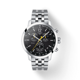 Tissot PRC 200 Chronograph Black Dial Silver Steel Strap Watch For Men - T114.417.11.057.00