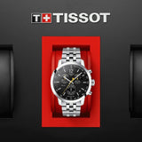 Tissot PRC 200 Chronograph Black Dial Silver Steel Strap Watch For Men - T114.417.11.057.00