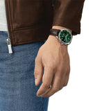 Tissot Chrono XL Chronograph Classic Green Dial Brown Leather Strap Watch For Men - T116.617.16.091.00