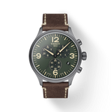 Tissot T Sport Chrono XL Green Dial Brown Leather Strap Watch For Men - T116.617.36.097.00