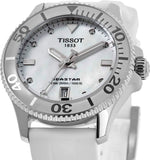 Tissot Seastar 1000 Quartz Mother of Pearl Dial White Rubber Strap Watch for Women - T120.210.17.116.00