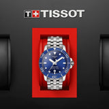 Tissot T Sport Seastar 1000 Powermatic Silicum Blue Dial Silver Steel Strap Watch For Men - T120.407.11.041.01