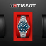 Tissot Seastar 1000 Lady Blue Dial Silver Steel Strap Watch For Women - T120.210.11.041.00