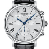 Tissot Carson Premium Chronograph White Dial Black Leather Strap Watch For Men - T122.417.16.033.00