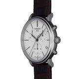 Tissot Carson Premium Chronograph White Dial Brown Leather Strap Watch For Men - T122.417.16.011.00