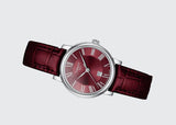 Tissot Carson Premium Lady Maroon Dial Maroon Leather Strap Watch For Women - T122.210.16.373.00