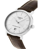 Tissot T-Classic Powermatic 80 White Dial Brown Leather Strap Watch For Men - T122.407.16.031.00