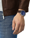 Tissot Supersport Chrono Blue Dial Brown Leather Strap Watch For Men - T125.617.16.041.00