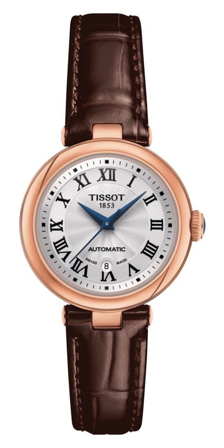 Tissot Bellissima Automatic Silver Dial Brown Leather Strap Watch For Women - T126.207.36.013.00