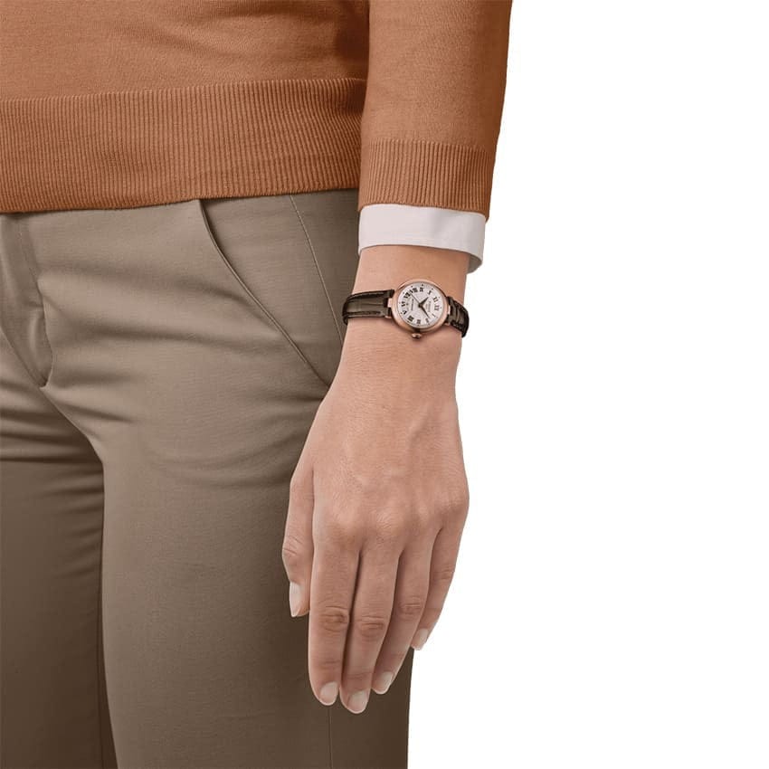 Tissot Bellissima Automatic Silver Dial Brown Leather Strap Watch For Women - T126.207.36.013.00